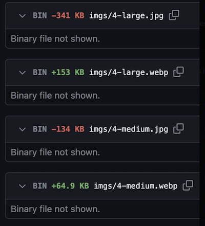 JPEG converted to WebP, clarity unchanged, image size halved